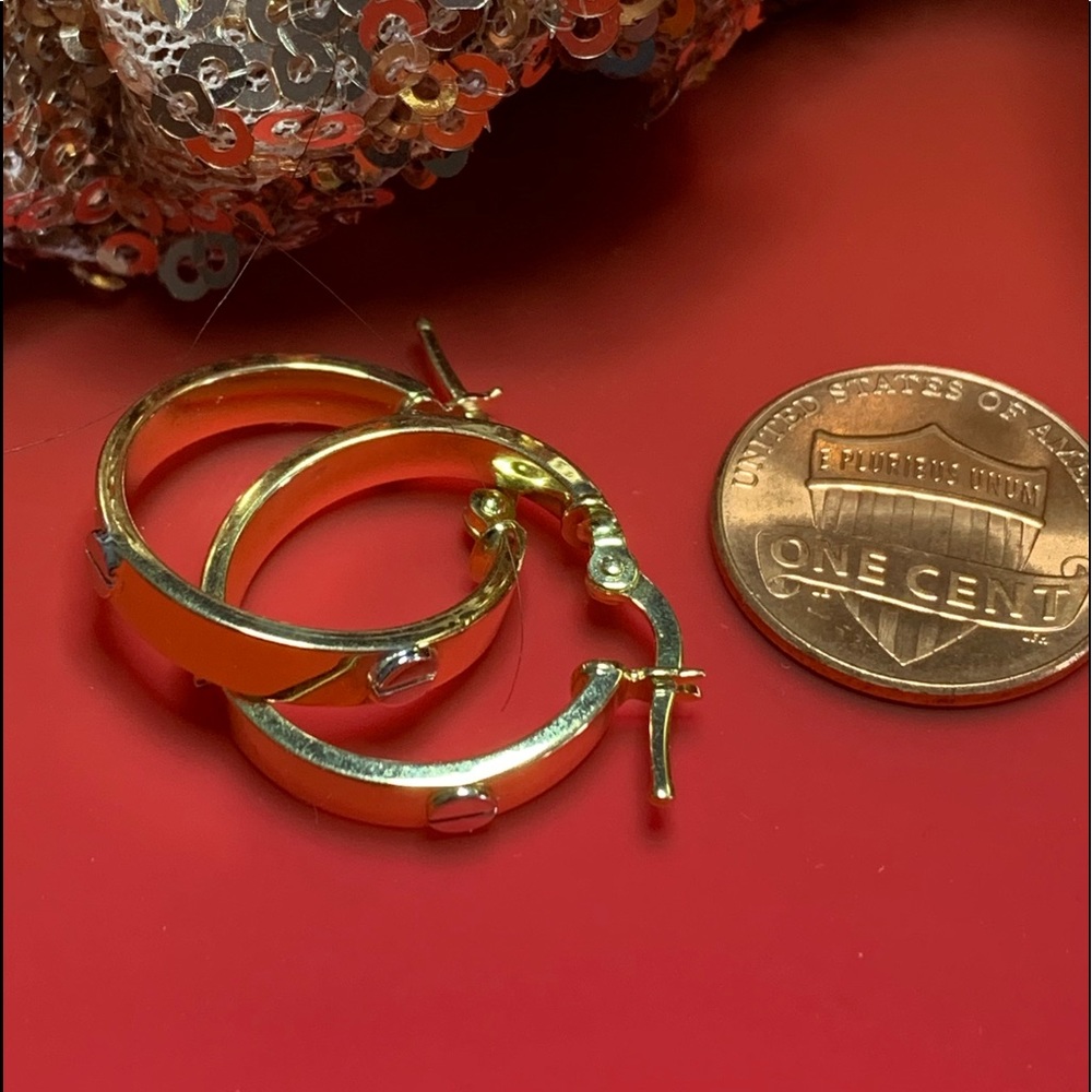18K Real Gold Hoop Earings